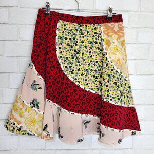 NWT Coach Silk Patch Circle Skirt Style 58362 Leopard Floral Multi Patchwork